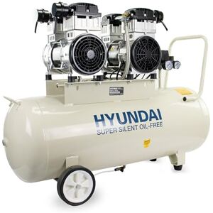 Hyundai 100L Oil Free Low Noise Electric Air Compressor, 3000W / 4hp 22CFM, 145 PSI, Direct Drive Twin Motor, Silent Workshop Compressor with Quick Release Couplers Hyundai 100L Oil Free Low Noise Electric Air Compressor, 3000W / 4hp 22CFM, 145 PSI, Direct Drive Twin Motor, Silent Workshop Compressor with Quick Release Couplers