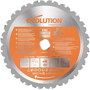 Evolution Power Tools R185TCT-20MS 185 mm Multi Material Mitre Saw Blade Carbide Tipped Blade Cuts Wood, Metal and Plastic Evolution Power Tools R185TCT-20MS 185 mm Multi Material Mitre Saw Blade Carbide Tipped Blade Cuts Wood, Metal and Plastic