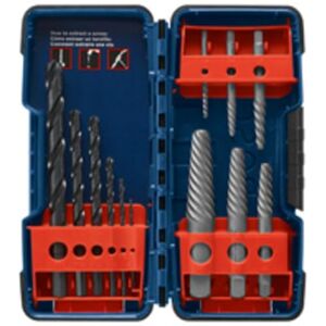 Bosch BSPE6D 12-Piece Assorted Set Spiral Flute High-Carbon Steel Screw Extractor & Black Oxide Drill Bits Ideal for Removing Stripped Screws, Bolts, Fasteners Bosch BSPE6D 12-Piece Assorted Set Spiral Flute High-Carbon Steel Screw Extractor & Black Oxide Drill Bits Ideal for Removing Stripped Screws, Bolts, Fasteners