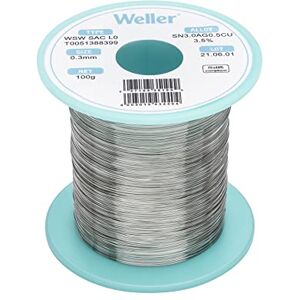 Weller WSW SAC L0 (T0051388399) Lead Free Solder Wire, Ø 0.3mm, Alloy Sn96.5Ag3.0Cu0.5, Flux Content 3.5%, 100g, Silver Weller WSW SAC L0 (T0051388399) Lead Free Solder Wire, Ø 0.3mm, Alloy Sn96.5Ag3.0Cu0.5, Flux Content 3.5%, 100g, Silver
