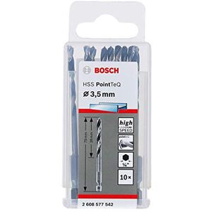 Bosch Professional 10pc PointTeQ Hex Drill Bit (for Metal, Ø: 3.5 mm, Total Length: 79 mm, ¼’’ Hex Shank, Accessory for Impact Drivers and Drill Drivers) Bosch Professional 10pc PointTeQ Hex Drill Bit (for Metal, Ø: 3.5 mm, Total Length: 79 mm, ¼’’ Hex Shank, Accessory for Impact Drivers and Drill Drivers)