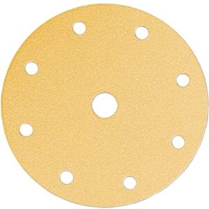 Mirka Gold Universal Sanding Paper Ø 150mm Hook & loop 9-hole, grit P240, 100 pcs/For sanding plaster, filler, chipboard, wood, varnish Mirka Gold Universal Sanding Paper Ø 150mm Hook & loop 9-hole, grit P240, 100 pcs/For sanding plaster, filler, chipboard, wood, varnish