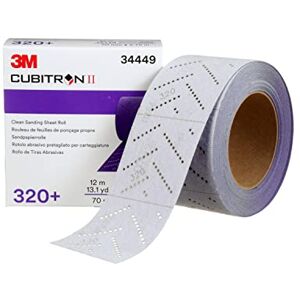 3M Cubitron II Hookit Clean Sanding Sheet Roll 34449, 320+ Grade, Feather Edging, Long Lasting, File Sheet, Multi-Hole Pattern, 70 mm x 12 m 3M Cubitron II Hookit Clean Sanding Sheet Roll 34449, 320+ Grade, Feather Edging, Long Lasting, File Sheet, Multi-Hole Pattern, 70 mm x 12 m