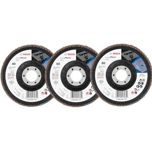 Bosch 3-Piece Flap Sanding Discs Set X551 Export for Metal (for Steel, Cast Iron, Sheet Steel, Angled, Diameter 125 mm, Grit 40/60/80, Professional Accessories Angle Grinder) Bosch 3-Piece Flap Sanding Discs Set X551 Export for Metal (for Steel, Cast Iron, Sheet Steel, Angled, Diameter 125 mm, Grit 40/60/80, Professional Accessories Angle Grinder)