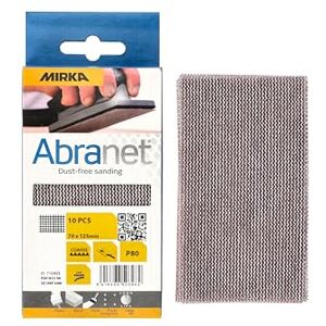 Mirka Abranet net sandpaper strips 70 x 125 mm Hook & loop/Grit P80 / 10 pcs/for sanding wood, walls, metal, aluminium, stainless steel, filler, varnish, plastic / AE149F1080 Mirka Abranet net sandpaper strips 70 x 125 mm Hook & loop/Grit P80 / 10 pcs/for sanding wood, walls, metal, aluminium, stainless steel, filler, varnish, plastic / AE149F1080