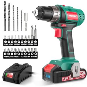 HYCHIKA BETTER TOOLS FOR BETTER LIFE HYCHIKA Cordless Drill Driver 2.0Ah, 26Pcs Combi Drill Accessories, 35Nm Max with 21+1 Torque Fast Charger for DIY Home Garden Projects HYCHIKA BETTER TOOLS FOR BETTER LIFE HYCHIKA Cordless Drill Driver 2.0Ah, 26Pcs Combi Drill Accessories, 35Nm Max with 21+1 Torque Fast Charger for DIY Home Garden Projects
