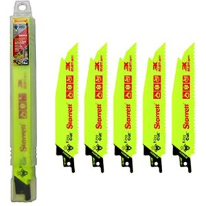 Starrett Bi-Metal Reciprocating Saw Blade 5 Pieces BTR6610-5 King-Cut 150 mm/6" Inch 6-10TPI Unified Shank Heavy Duty Cutting Compatible with Bosch Dewalt Makita & Many Others Starrett Bi-Metal Reciprocating Saw Blade 5 Pieces BTR6610-5 King-Cut 150 mm/6" Inch 6-10TPI Unified Shank Heavy Duty Cutting Compatible with Bosch Dewalt Makita & Many Others