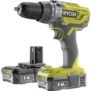 RYOBI 18 V ONE plus Cordless Combi Drill Starter Kit, Hyper Green, With 2 x 1.5 Ah Batteries RYOBI 18 V ONE plus Cordless Combi Drill Starter Kit, Hyper Green, With 2 x 1.5 Ah Batteries
