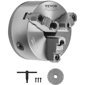 VEVOR 3-Jaw Lathe Chuck, 6 Inch (160 mm), Self-Centering Chuck with 1 1/2 in-8 Threaded Backing Plate, 0.12-5.71 in (3-145 mm) Clamping Range with T-wrench Screws, HT300 Material, for Wood Metal Lathe VEVOR 3-Jaw Lathe Chuck, 6 Inch (160 mm), Self-Centering Chuck with 1 1/2 in-8 Threaded Backing Plate, 0.12-5.71 in (3-145 mm) Clamping Range with T-wrench Screws, HT300 Material, for Wood Metal Lathe