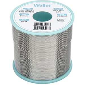 Weller WSW SC M1 (T0051387599) Lead Free Solder Wire, Ø 0.8mm, Alloy Sn99.3Cu0.7, Flux Content 3.5%, 500g, Silver Weller WSW SC M1 (T0051387599) Lead Free Solder Wire, Ø 0.8mm, Alloy Sn99.3Cu0.7, Flux Content 3.5%, 500g, Silver