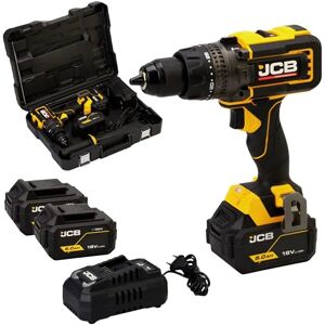 JCB Pro 18V 160Nm Brushless Cordless Combi Drill Yellow, 2 x 5.0Ah Batteries & Fast Charger, Anti-Kickback, High Torque for Wood, Metal & Masonry, 3 Year Warranty JCB Pro 18V 160Nm Brushless Cordless Combi Drill Yellow, 2 x 5.0Ah Batteries & Fast Charger, Anti-Kickback, High Torque for Wood, Metal & Masonry, 3 Year Warranty