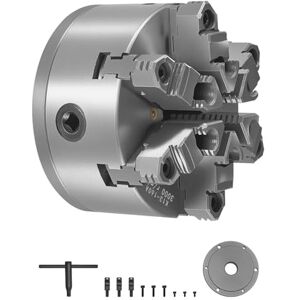 VEVOR 6-Jaw Lathe Chuck, 6 Inch (160 mm), Self-Centering Chuck with D1-4 Cam Lock Backing Plate, 0.12-5.71 in (3-145 mm) Clamping Range with T-Wrench Screws, HT300 Material, for Wood Metal Lathe VEVOR 6-Jaw Lathe Chuck, 6 Inch (160 mm), Self-Centering Chuck with D1-4 Cam Lock Backing Plate, 0.12-5.71 in (3-145 mm) Clamping Range with T-Wrench Screws, HT300 Material, for Wood Metal Lathe