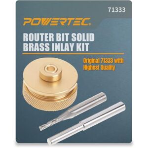 POWERTEC 71333 Router Bits Solid Brass Inlay Kit For 1/4 Templates for High RPM Routing Includes 1/8 Carbide Router Bit/Cutter + 1/4 Shank, Universal Bushing, Retainer Nut, Collar, Alignment Pin POWERTEC 71333 Router Bits Solid Brass Inlay Kit For 1/4 Templates for High RPM Routing Includes 1/8 Carbide Router Bit/Cutter + 1/4 Shank, Universal Bushing, Retainer Nut, Collar, Alignment Pin