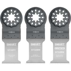 SMART Starlock 3 Piece Multi-Tool Blade Kit – Professional Series Rapid Wood, Fine Tooth & Bi-Metal Blades Compatible with Starlock Fitment Multi-Tools SMART Starlock 3 Piece Multi-Tool Blade Kit – Professional Series Rapid Wood, Fine Tooth & Bi-Metal Blades Compatible with Starlock Fitment Multi-Tools