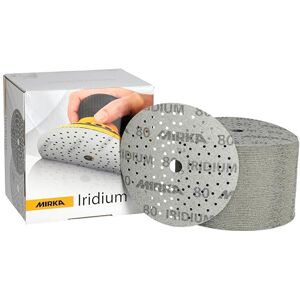 Mirka Iridium Premium Sandpaper Ø 150mm Hook & loop 121-Hole, Grit 80, 100 pcs/For sanding of paint, putty, primer, wood, steel, mineral materials, plastic, glass fibre. Mirka Iridium Premium Sandpaper Ø 150mm Hook & loop 121-Hole, Grit 80, 100 pcs/For sanding of paint, putty, primer, wood, steel, mineral materials, plastic, glass fibre.