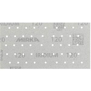 Mirka Iridium Premium Sandpaper 93x180mm Grip 45-Hole, Grit 150, 50 pcs / For sanding paint, putty, primer, wood, steel, mineral materials, plastic. Mirka Iridium Premium Sandpaper 93x180mm Grip 45-Hole, Grit 150, 50 pcs / For sanding paint, putty, primer, wood, steel, mineral materials, plastic.