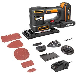 WORX WX820 Cordless Multi Sander, Power Share, 5in1 Orbital, Finishing, Detail, Contour and Finger Sander, Variable Speed, 5X Sanding Pads, 15x Sanding Paper, 1x 2Ah Battery Included, 18V (20V Max) WORX WX820 Cordless Multi Sander, Power Share, 5in1 Orbital, Finishing, Detail, Contour and Finger Sander, Variable Speed, 5X Sanding Pads, 15x Sanding Paper, 1x 2Ah Battery Included, 18V (20V Max)