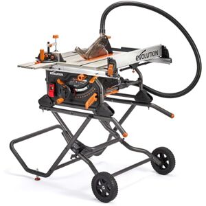 Evolution Power Tools R255TBLX+ Table Saw With Stand (Next Gen Rage 5-S) Multi-Material Cutting Blade Included Cuts Wood Metal Plastic, 45˚ Bevel, +/- 60˚ Mitre Angle, 85mm Cut Depth, 1800w Motor 240v Evolution Power Tools R255TBLX+ Table Saw With Stand (Next Gen Rage 5-S) Multi-Material Cutting Blade Included Cuts Wood Metal Plastic, 45˚ Bevel, +/- 60˚ Mitre Angle, 85mm Cut Depth, 1800w Motor 240v