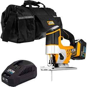JCB 18V Cordless Jigsaw, 4.0Ah Battery, Fast Charger, Variable Speed & Adjustable Foot Plate, Tool-Free Blade Changing, Led Light & 4 Stage Pendulum, 20" Power Tool Kit Bag, 3 Year Warranty JCB 18V Cordless Jigsaw, 4.0Ah Battery, Fast Charger, Variable Speed & Adjustable Foot Plate, Tool-Free Blade Changing, Led Light & 4 Stage Pendulum, 20" Power Tool Kit Bag, 3 Year Warranty