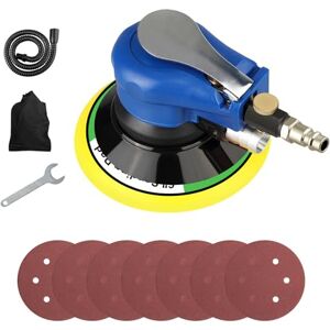 Uten 6" Air Random Orbital Sander Dual Action Pneumatic Palm Sander with Speed Regulation with 7 Pcs of Sand Paper Uten 6" Air Random Orbital Sander Dual Action Pneumatic Palm Sander with Speed Regulation with 7 Pcs of Sand Paper