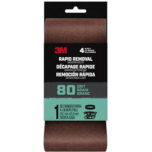 3M Rapid Removal 4x36 Power Sanding Belt, 80 grit, 1/Pack 3M Rapid Removal 4x36 Power Sanding Belt, 80 grit, 1/Pack