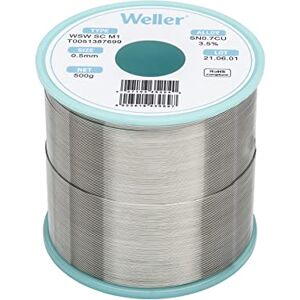 Weller WSW SC M1 (T0051387699) Lead Free Solder Wire, Ø 0.5mm, Alloy Sn99.3Cu0.7, Flux Content 3.5%, 500g, Silver Weller WSW SC M1 (T0051387699) Lead Free Solder Wire, Ø 0.5mm, Alloy Sn99.3Cu0.7, Flux Content 3.5%, 500g, Silver
