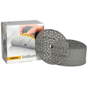 Mirka Iridium Premium Sandpaper Ø 150mm Hook & loop 121-Hole, Grit 40, 50 pcs/For sanding of paint, putty, primer, wood, steel, mineral materials, plastic, glass fibre. Mirka Iridium Premium Sandpaper Ø 150mm Hook & loop 121-Hole, Grit 40, 50 pcs/For sanding of paint, putty, primer, wood, steel, mineral materials, plastic, glass fibre.