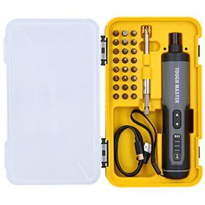 TOUGH MASTER Screwdriver Cordless Electric 3.6V DIY Rechargeable 24 Piece Bit Set, 3 Speed Magnetic Bit Holder, USB Charging Cable with Case in Black & Yellow TOUGH MASTER Screwdriver Cordless Electric 3.6V DIY Rechargeable 24 Piece Bit Set, 3 Speed Magnetic Bit Holder, USB Charging Cable with Case in Black & Yellow