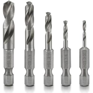 Neiko 11402A Stubby Drill Bit Set for Metal, 5 Piece 1/4-Inch Quick Change Hex Shank M2 HSS Steel Neiko 11402A Stubby Drill Bit Set for Metal, 5 Piece 1/4-Inch Quick Change Hex Shank M2 HSS Steel