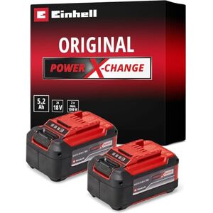 Einhell 18V 5.2Ah Lithium-Ion Battery Twin Pack Power X-Change, 2 x 5.2Ah Batteries, Universally Compatible With All PXC Power Tools And Garden Machines Einhell 18V 5.2Ah Lithium-Ion Battery Twin Pack Power X-Change, 2 x 5.2Ah Batteries, Universally Compatible With All PXC Power Tools And Garden Machines