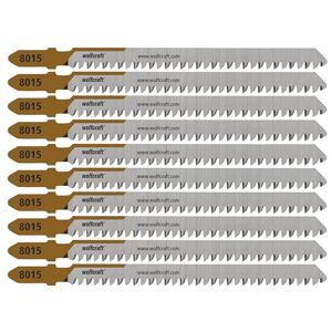 Wolfcraft 10 Jigsaw Blade, Fine Cuts– HCS Blade with T-Shank – Ideal for chipboard and softwood Cutting Depth 60mm 8015100 Wolfcraft 10 Jigsaw Blade, Fine Cuts– HCS Blade with T-Shank – Ideal for chipboard and softwood Cutting Depth 60mm 8015100