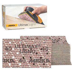 Mirka Ultimax Ligno Sanding Sheets 81x133mm, grit P40, Grip Backing, Multifit Holes, for Wood, Pack of 50 Mirka Ultimax Ligno Sanding Sheets 81x133mm, grit P40, Grip Backing, Multifit Holes, for Wood, Pack of 50