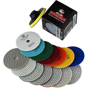 STADEA Diamond Polishing Pads 4 inch Wet/Dry 8 Piece Set Granite Stone Concrete Marble STADEA Diamond Polishing Pads 4 inch Wet/Dry 8 Piece Set Granite Stone Concrete Marble