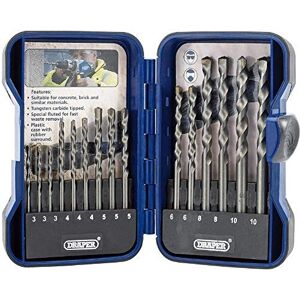 Draper TCT Masonry 15 Piece Drill Bit Set Carbon Steel Tools Tungtsten Carbide Tip Drills Brick Stone Slate Drill Kit Heavy Duty Bits with Sturdy Case 18550 Draper TCT Masonry 15 Piece Drill Bit Set Carbon Steel Tools Tungtsten Carbide Tip Drills Brick Stone Slate Drill Kit Heavy Duty Bits with Sturdy Case 18550