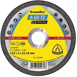 Klingspor 351258 Kronenflex cutting disc A 60 TZ special for stainless steel and metals dimensions: 125 mm x 1 mm x 22.23 mm flat shape for X-lock Klingspor 351258 Kronenflex cutting disc A 60 TZ special for stainless steel and metals dimensions: 125 mm x 1 mm x 22.23 mm flat shape for X-lock