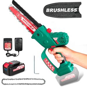 HYCHIKA BETTER TOOLS FOR BETTER LIFE HYCHIKA Mini Chainsaw Cordless, 8 Inch Brushless Electric Chainsaw, 18 V Battery Powered Chain Saw with Oiler, 4000 mAh Battery, Hand Chiansaw for Tree, Garden, Wood Cutting, Gifts for Men Women HYCHIKA BETTER TOOLS FOR BETTER LIFE HYCHIKA Mini Chainsaw Cordless, 8 Inch Brushless Electric Chainsaw, 18 V Battery Powered Chain Saw with Oiler, 4000 mAh Battery, Hand Chiansaw for Tree, Garden, Wood Cutting, Gifts for Men Women