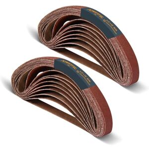 POWERTEC 1/2 x 18 Inch Sanding Belts, 40 Grit Aluminum Oxide Belt Sander Sanding Belt for Air File Belt Sander, Woodworking, Metal Polishing, 40PK (401804-P2) POWERTEC 1/2 x 18 Inch Sanding Belts, 40 Grit Aluminum Oxide Belt Sander Sanding Belt for Air File Belt Sander, Woodworking, Metal Polishing, 40PK (401804-P2)