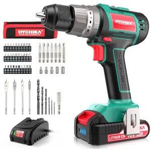 HYCHIKA BETTER TOOLS FOR BETTER LIFE HYCHIKA Cordless Power Drill Set Tools, Drill Machine 18V, Electric Drill 60Nm Max with 21+3 Torque, 2.0Ah Brushless Motor, 53Pcs Combi Accessories for DIY Home Projects HYCHIKA BETTER TOOLS FOR BETTER LIFE HYCHIKA Cordless Power Drill Set Tools, Drill Machine 18V, Electric Drill 60Nm Max with 21+3 Torque, 2.0Ah Brushless Motor, 53Pcs Combi Accessories for DIY Home Projects