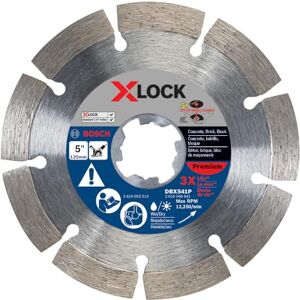 Bosch DBX541P 5 In. X-LOCK Premium Segmented Rim Diamond Blade Compatible with 7/8 In. Arbor for Application in Concrete, Brick, Block Bosch DBX541P 5 In. X-LOCK Premium Segmented Rim Diamond Blade Compatible with 7/8 In. Arbor for Application in Concrete, Brick, Block
