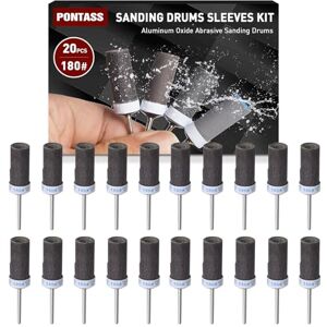 PONTASS 20pcs 180 Grits Sanding Drums Sandpaper Sticks Set with 1/8"(3mm) Shank for Dremel Rotary Tool, Aluminum Oxide Sanding Bits kit Meet More Needs for Metal Rust Removal/Jade Polishing/Stone Grinding PONTASS 20pcs 180 Grits Sanding Drums Sandpaper Sticks Set with 1/8"(3mm) Shank for Dremel Rotary Tool, Aluminum Oxide Sanding Bits kit Meet More Needs for Metal Rust Removal/Jade Polishing/Stone Grinding