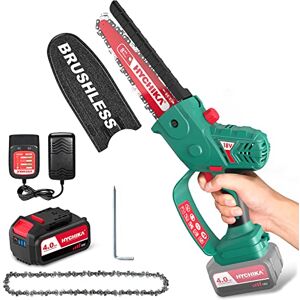 HYCHIKA BETTER TOOLS FOR BETTER LIFE HYCHIKA Mini Chainsaw Cordless, 8 Inch Brushless Electric Chainsaw with 4000mAh Battery, Automatic Oiling System for Wood Cutting Tree Trimming HYCHIKA BETTER TOOLS FOR BETTER LIFE HYCHIKA Mini Chainsaw Cordless, 8 Inch Brushless Electric Chainsaw with 4000mAh Battery, Automatic Oiling System for Wood Cutting Tree Trimming