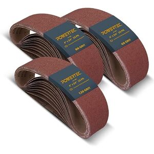 POWERTEC 110091 4 x 24 Inch Sanding Belts Aluminum Oxide Belt Sander Sanding Belt Assortment, 10 Each of 60 80 120 Grits Sandpaper for Oscillating Belt and Spindle Sander – 30 Pack POWERTEC 110091 4 x 24 Inch Sanding Belts Aluminum Oxide Belt Sander Sanding Belt Assortment, 10 Each of 60 80 120 Grits Sandpaper for Oscillating Belt and Spindle Sander – 30 Pack