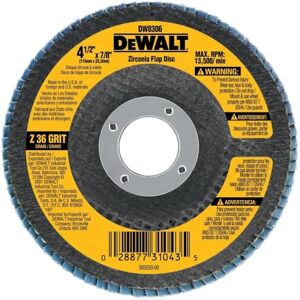 DeWalt DW8311 4-1/2-Inch by 5/8-Inch-11 36 Grit Zirconia Angle Grinder Flap Disc DeWalt DW8311 4-1/2-Inch by 5/8-Inch-11 36 Grit Zirconia Angle Grinder Flap Disc