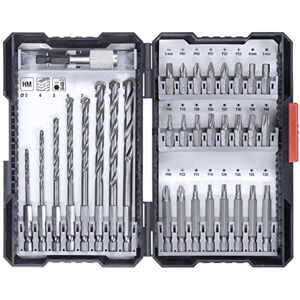 kwb 33-piece Hex Shank Box with 8 HM Stone Drill Bits and PH, PZ, and TX Bits Set with Bit Holder kwb 33-piece Hex Shank Box with 8 HM Stone Drill Bits and PH, PZ, and TX Bits Set with Bit Holder