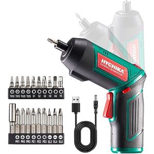 HYCHIKA BETTER TOOLS FOR BETTER LIFE HYCHIKA Electric Screwdriver, 6N.m and 2000mAh 3.6V Cordless Screwdriver with 20 Accessories, Work Light, Charging Cable and Magnetic Chuck HYCHIKA BETTER TOOLS FOR BETTER LIFE HYCHIKA Electric Screwdriver, 6N.m and 2000mAh 3.6V Cordless Screwdriver with 20 Accessories, Work Light, Charging Cable and Magnetic Chuck