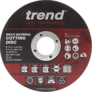 Trend Aluminium Oxide 115mm 60 Grit 2.5mm Multi-Material Cutting Disc, 1mm Kerf, AD/C115/1/MM, Pack of 10 Trend Aluminium Oxide 115mm 60 Grit 2.5mm Multi-Material Cutting Disc, 1mm Kerf, AD/C115/1/MM, Pack of 10