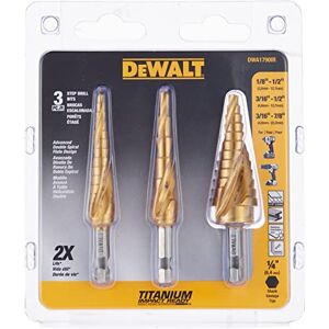 DeWalt Drill Bit Set, 3 Piece, Titanium Nitride Coated, Longer Life and Better Chip Removal (DWA1790IR) DeWalt Drill Bit Set, 3 Piece, Titanium Nitride Coated, Longer Life and Better Chip Removal (DWA1790IR)