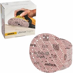 Mirka Ultimax Ligno Ø 150mm sanding discs Hook & loop Multifit/grit 220/100 pieces/multi-perforation/for sanding wooden surfaces Mirka Ultimax Ligno Ø 150mm sanding discs Hook & loop Multifit/grit 220/100 pieces/multi-perforation/for sanding wooden surfaces