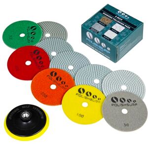 POLISHSURF 5 Inch Diamond Concrete Polishing Pads Wet Dry Set 6 Pieces for Quartz Marble Stone Countertop Concrete Granite Polishing POLISHSURF 5 Inch Diamond Concrete Polishing Pads Wet Dry Set 6 Pieces for Quartz Marble Stone Countertop Concrete Granite Polishing