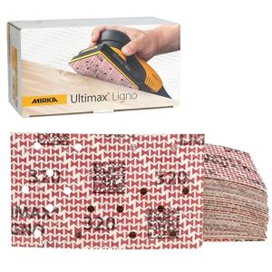 Mirka Ultimax Ligno Sanding Sheets, grit P320, 81x133mm, Hook & Loop Attachment, for Smooth Wood Finishing, 50 Pack Mirka Ultimax Ligno Sanding Sheets, grit P320, 81x133mm, Hook & Loop Attachment, for Smooth Wood Finishing, 50 Pack